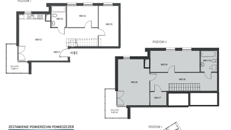 Rzut - Mieszkanie na sprzedaż 5 pokoi o powierzchni 118,86 m² - numer 61 w Wzgórze Krzemionki II