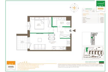 Rzut - Mieszkanie na sprzedaż 2 pokoje o powierzchni 36,92 m² - numer F/13 w Ostródzka 123 - III etap