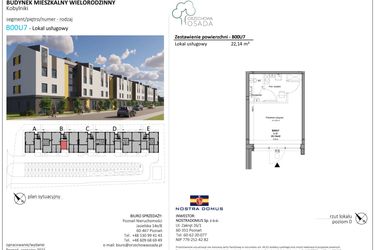 Rzut - Lokal użytkowy na sprzedaż 1 pokój o powierzchni 22,25 m² - numer B00U7 w Orzechowa Osada