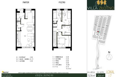 Rzut - Dom na sprzedaż 4 pokoje o powierzchni 73,74 m² - numer J7 w Villa Złotno
