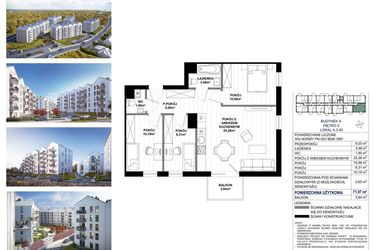 Rzut - Mieszkanie na sprzedaż 4 pokoje o powierzchni 69,32 m² - numer A.3.40 w Skandinavia