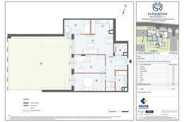 Rzut - Mieszkanie na sprzedaż 4 pokoje o powierzchni 78,36 m² - numer M4 w Słonimska Residence II