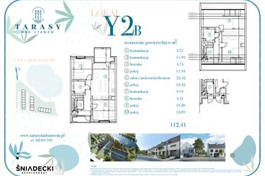 Rzut - Dom na sprzedaż 5 pokoi o powierzchni 113,43 m² - numer Y2B w Tarasy Nad Stawem