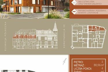 Rzut - Mieszkanie na sprzedaż 4 pokoje o powierzchni 80,96 m² - numer B.3.1 w Browar Jedności