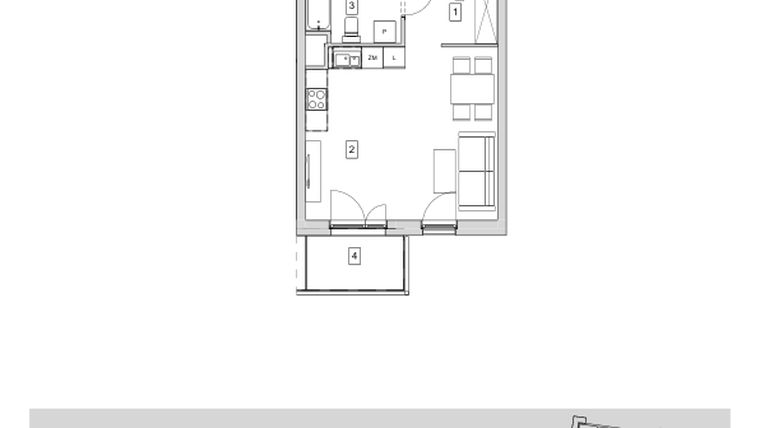 Rzut - Mieszkanie na sprzedaż 1 pokój o powierzchni 35,42 m² - numer B5-K2-1-5 w ATAL Strachowicka II