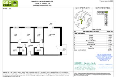 Rzut - Mieszkanie na sprzedaż 4 pokoje o powierzchni 81,79 m² - numer C57 w Jasielska 8C