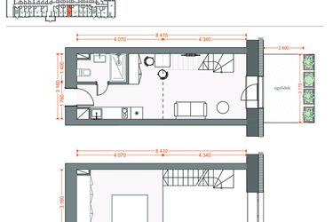Rzut - Mieszkanie na sprzedaż 2 pokoje o powierzchni 38,43 m² - numer 26 w Legionów 102