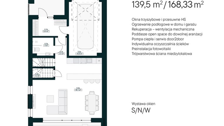 Rzut - Dom na sprzedaż 5 pokoi o powierzchni 168,3 m² - numer 22B w Aleja Drzew II