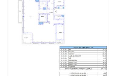 Rzut - Mieszkanie na sprzedaż 2 pokoje o powierzchni 175,42 m² - numer B.28 w Gaja Park