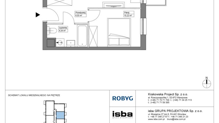 Rzut - Mieszkanie na sprzedaż 2 pokoje o powierzchni 39,06 m² - numer KR8/A/4/7 w Apartamenty Krakowska etap VIII