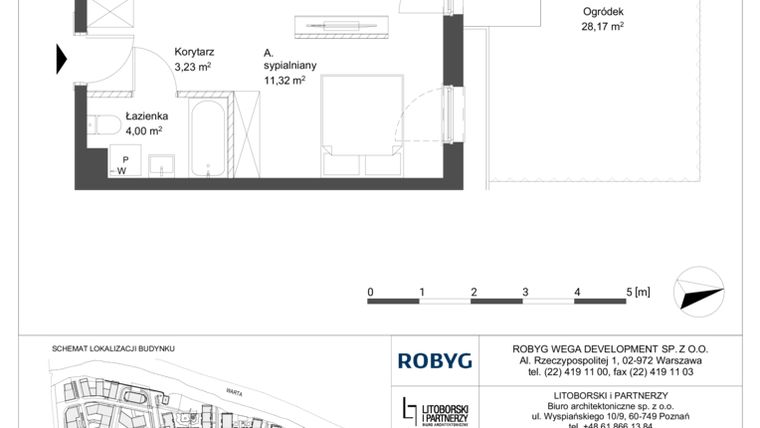 Rzut - Mieszkanie na sprzedaż 1 pokój o powierzchni 40,03 m² - numer 0M01 w Elektrovnia Garbary