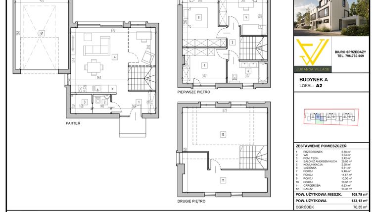 Rzut - Mieszkanie na sprzedaż 4 pokoje o powierzchni 133,12 m² - numer A2 w Juranda Village etap III