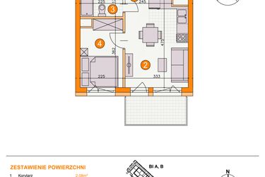 Rzut - Mieszkanie na sprzedaż 2 pokoje o powierzchni 27,36 m² - numer BI/D11 w Osiedle Bocianie Gniazdo 2