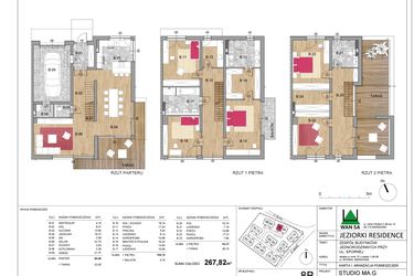 Rzut - Dom na sprzedaż 6 pokoi o powierzchni 267,82 m² - numer 8B w Jeziorki Residence