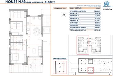 Rzut - Mieszkanie na sprzedaż 3 pokoje o powierzchni 129 m² - numer 43 w Velapi II - Murcia