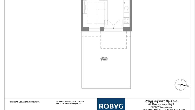 Rzut - Mieszkanie na sprzedaż 1 pokój o powierzchni 29,99 m² - numer 0M05 w Początek Piątkowo bud. F