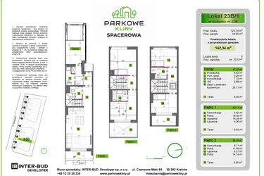 Rzut - Dom na sprzedaż 5 pokoi o powierzchni 142,34 m² - numer 23B/1 w Parkowe Kliny