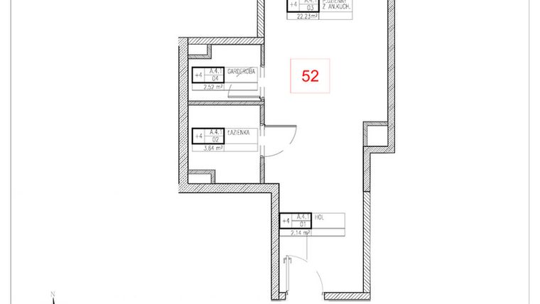 Rzut - Mieszkanie na sprzedaż 1 pokój o powierzchni 30,53 m² - numer A4.1 w Rezydencja Ogród Saski etap I i II