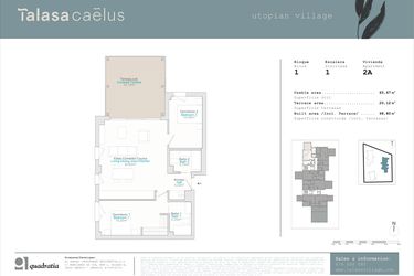 Rzut - Mieszkanie na sprzedaż 2 pokoje o powierzchni 65 m² - numer 1.2A w Talasa Caelus -  Denia
