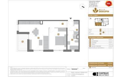 Rzut - Mieszkanie na sprzedaż 2 pokoje o powierzchni 48,3 m² - numer Q8 w Wille Biskupin III