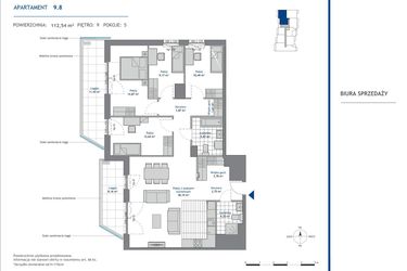 Rzut - Mieszkanie na sprzedaż 5 pokoi o powierzchni 112,54 m² - numer 9.8 w SEAHall