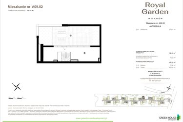 Rzut - Mieszkanie na sprzedaż 5 pokoi o powierzchni 138,3 m² - numer A09.02 w Royal Garden Wilanów Apartamenty