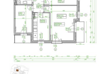 Rzut - Mieszkanie na sprzedaż 3 pokoje o powierzchni 61,33 m² - numer C.II.2 w Villa Rosenthal