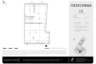 Rzut - Lokal użytkowy na sprzedaż 1 pokój o powierzchni 98,41 m² - numer U3 w Orzechowa 2