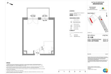 Rzut - Mieszkanie na sprzedaż 1 pokój o powierzchni 35,61 m² - numer C.1.28 w My Forest - Apartamenty inwestycyjne