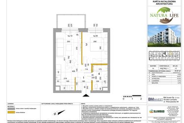 Rzut - Mieszkanie na sprzedaż 2 pokoje o powierzchni 37,42 m² - numer H.17 w Osiedle Natura Life budynki GHI
