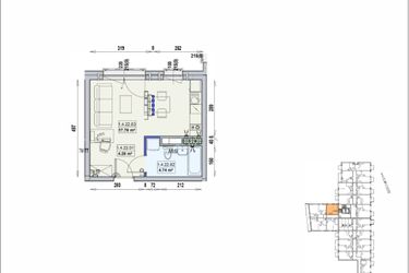 Rzut - Mieszkanie na sprzedaż 1 pokój o powierzchni 26,78 m² - numer 1/4/22/1a w Gwarna