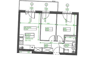 Rzut - Mieszkanie na sprzedaż 2 pokoje o powierzchni 42,72 m² - numer B.III.4 w Osiedle Opolska