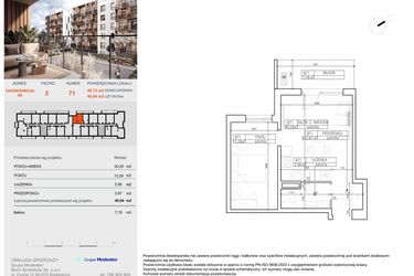 Rzut - Mieszkanie na sprzedaż 1 pokój o powierzchni 40,04 m² - numer B71 w Symfonia - Chodkiewicza 9