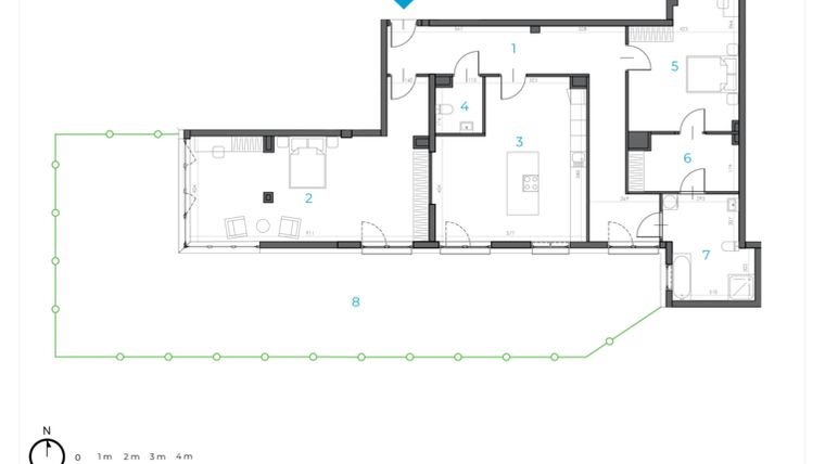 Rzut - Mieszkanie na sprzedaż 2 pokoje o powierzchni 144,31 m² - numer 1.M.09 w Incepti Gaj 2
