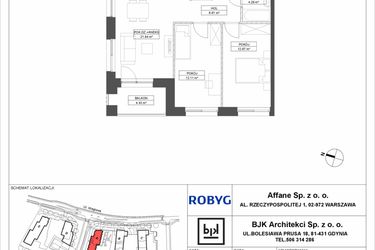 Rzut - Mieszkanie na sprzedaż 3 pokoje o powierzchni 57,52 m² - numer A.6M02 w WENDY