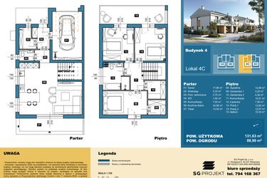 Rzut - Dom na sprzedaż 4 pokoje o powierzchni 131,85 m² - numer 4C w Osiedle Konarzyce etap II