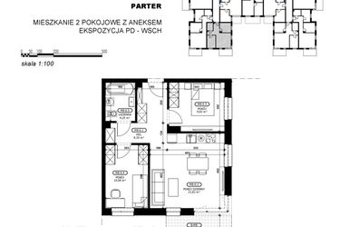 Rzut - Mieszkanie na sprzedaż 3 pokoje o powierzchni 53,58 m² - numer C2-M8 w Stacja Łódź V – etap C2