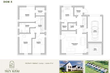 Rzut - Dom na sprzedaż 5 pokoi o powierzchni 133,16 m² - numer Dom 5 w Osiedle Trzy Rzeki