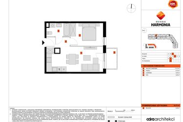 Rzut - Mieszkanie na sprzedaż 2 pokoje o powierzchni 34,72 m² - numer C.23 w Osiedle Harmonia