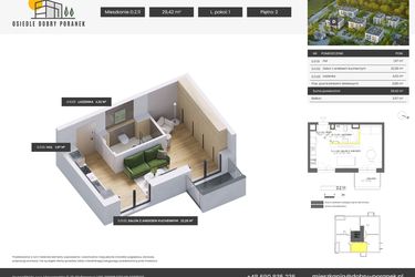 Rzut - Mieszkanie na sprzedaż 1 pokój o powierzchni 29,42 m² - numer D.2.11 w Dobry Poranek