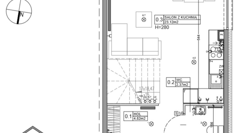 Rzut - Dom na sprzedaż 3 pokoje o powierzchni 65,15 m² - numer 19 w Zielone Ogrody