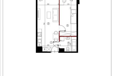 Rzut - Mieszkanie na sprzedaż 2 pokoje o powierzchni 40,03 m² - numer 9 w Andersa 3