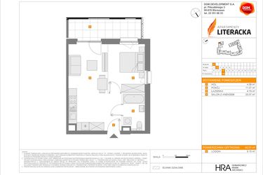 Rzut - Mieszkanie na sprzedaż 2 pokoje o powierzchni 40,01 m² - numer F.79 w Apartamenty Literacka etap 2.3