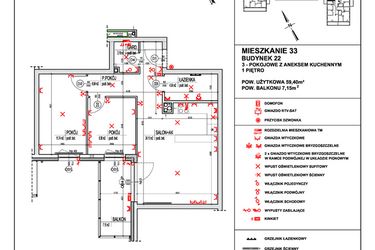 Rzut - Mieszkanie na sprzedaż 3 pokoje o powierzchni 59,4 m² - numer 33 w Osiedle 4 Pory Roku - Etap VIII