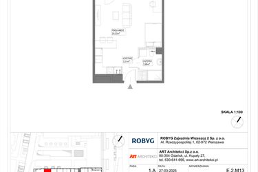 Rzut - Mieszkanie na sprzedaż 1 pokój o powierzchni 36,01 m² - numer E.2M13 w Nowa Wałowa bud. E