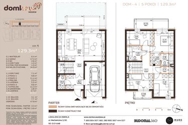 Rzut - Dom na sprzedaż 5 pokoi o powierzchni 129,3 m² - numer 4 w Domkove Widzew etap 2
