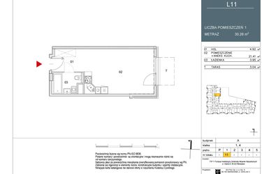 Rzut - Mieszkanie na sprzedaż 1 pokój o powierzchni 30,28 m² - numer L11 w Morwowa 5 - Apartamenty inwestycyjne