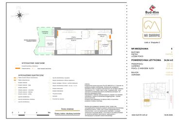 Rzut - Mieszkanie na sprzedaż 1 pokój o powierzchni 34,04 m² - numer B5 w Na Skarpie bud. B