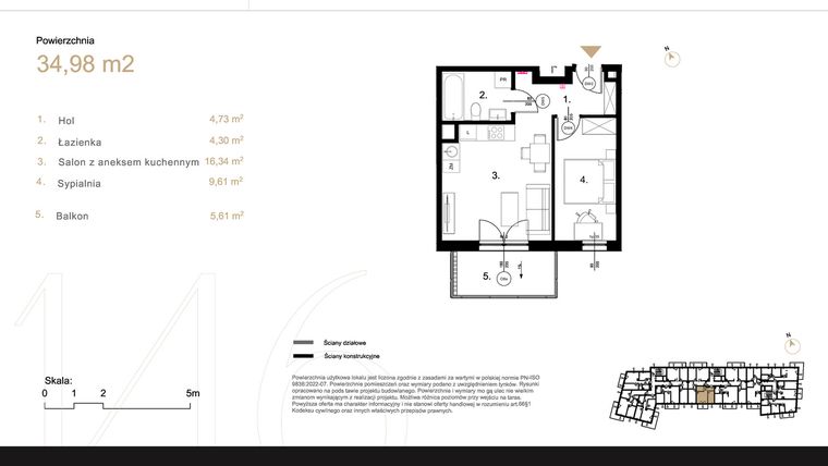 Rzut - Mieszkanie na sprzedaż 2 pokoje o powierzchni 34,98 m² - numer K2.06 w Korkowa 146
