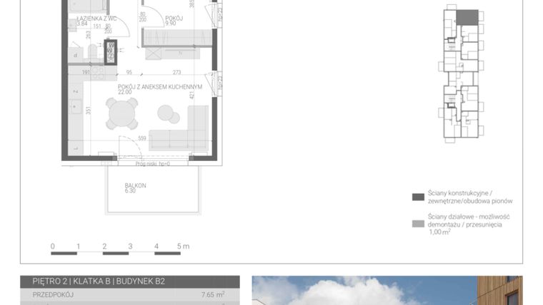Rzut - Mieszkanie na sprzedaż 2 pokoje o powierzchni 43,39 m² - numer M-30 w Forma Augustów
